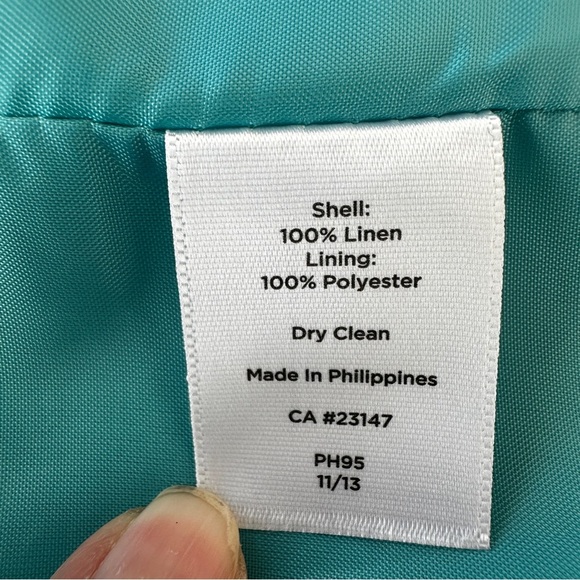Talbots Vibrant Blue Jacket with 3/4 Length Sleeves, 💯 linen, lined - Picture 12 of 12